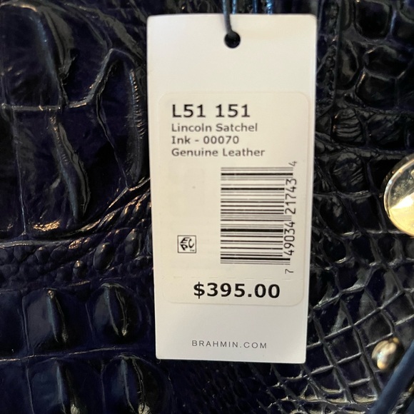 Brahmin lincoln satchel in the rare color ink. NWT and dust cover. Retails $395 - Picture 3 of 7